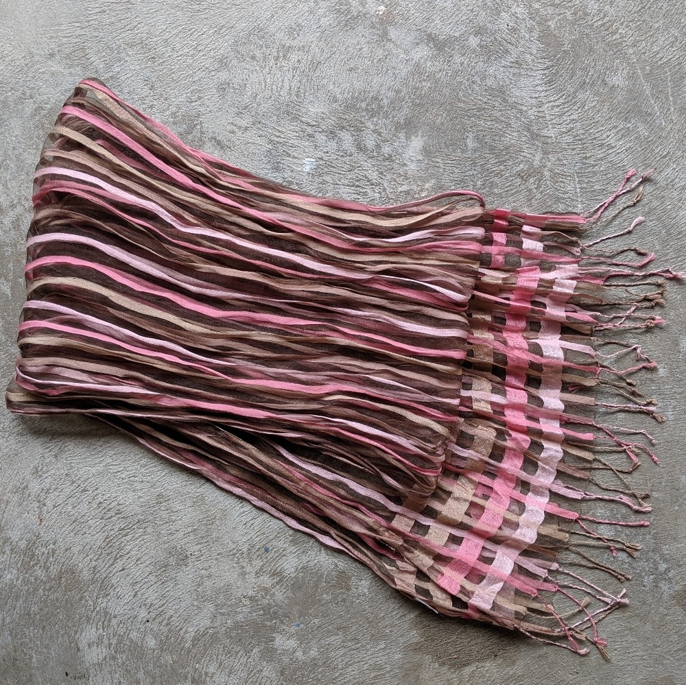 Beautiful sheer pinks silk scarf from Italy.